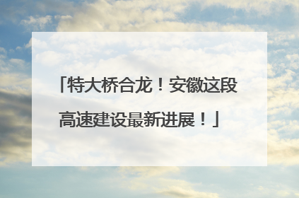 特大桥合龙！安徽这段高速建设最新进展！