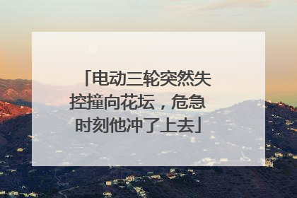 电动三轮突然失控撞向花坛，危急时刻他冲了上去