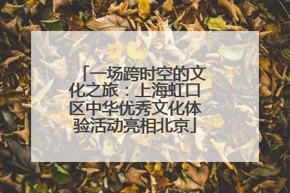 一场跨时空的文化之旅：上海虹口区中华优秀文化体验活动亮相北京