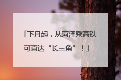 下月起，从菏泽乘高铁可直达“长三角”！