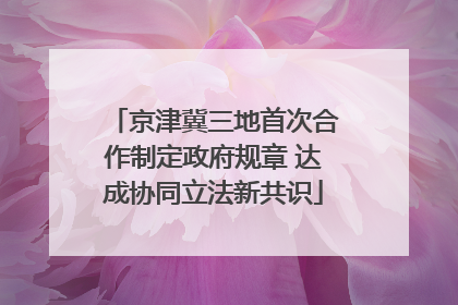 京津冀三地首次合作制定政府规章 达成协同立法新共识