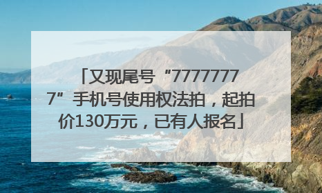 又现尾号“77777777”手机号使用权法拍，起拍价130万元，已有人报名