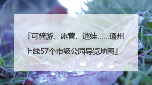 可骑游、露营、遛娃……通州上线57个市级公园导览地图