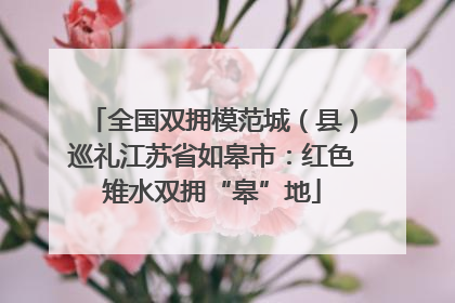 全国双拥模范城（县）巡礼江苏省如皋市：红色雉水双拥“皋”地