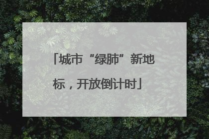 城市“绿肺”新地标，开放倒计时