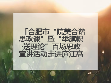 合肥市“皖美合谐思政课”暨“举旗帜·送理论”百场思政宣讲活动走进庐江高新实验学校