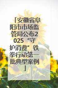 安徽省阜阳市市场监管局公布2025“守护消费”铁拳行动第一批典型案例