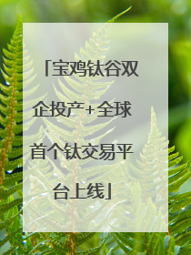 宝鸡钛谷双企投产+全球首个钛交易平台上线