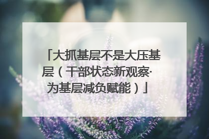 大抓基层不是大压基层（干部状态新观察·为基层减负赋能）