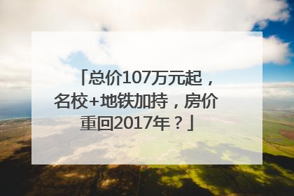 总价107万元起，名校+地铁加持，房价重回2017年？