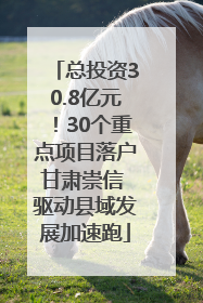 总投资30.8亿元！30个重点项目落户甘肃崇信 驱动县域发展加速跑