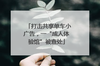 打击共享单车小广告，一“成人体验馆”被查处