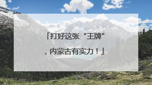 打好这张“王牌”，内蒙古有实力！