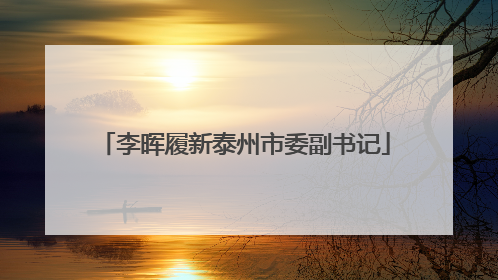 李晖履新泰州市委副书记
