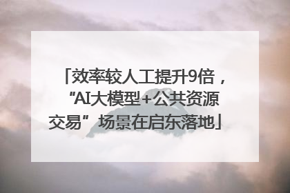 效率较人工提升9倍，“AI大模型+公共资源交易”场景在启东落地