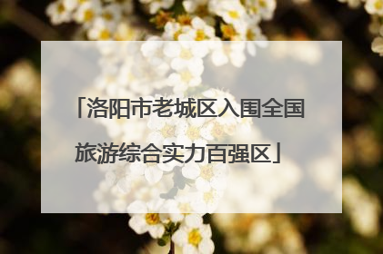 洛阳市老城区入围全国旅游综合实力百强区