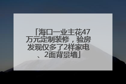 海口一业主花47万元定制装修，验房发现仅多了2样家电、2面背景墙
