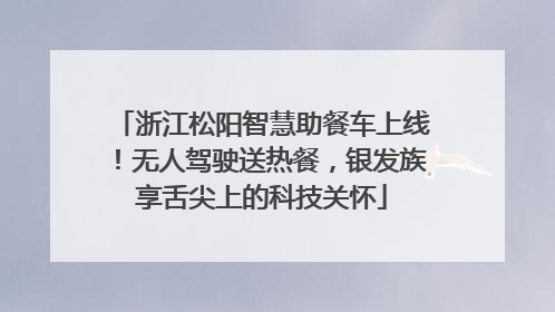 浙江松阳智慧助餐车上线！无人驾驶送热餐，银发族享舌尖上的科技关怀