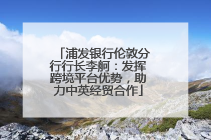 浦发银行伦敦分行行长李舸：发挥跨境平台优势，助力中英经贸合作