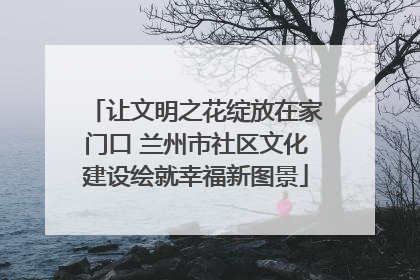 让文明之花绽放在家门口 兰州市社区文化建设绘就幸福新图景