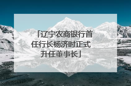 辽宁农商银行首任行长杨济时正式升任董事长