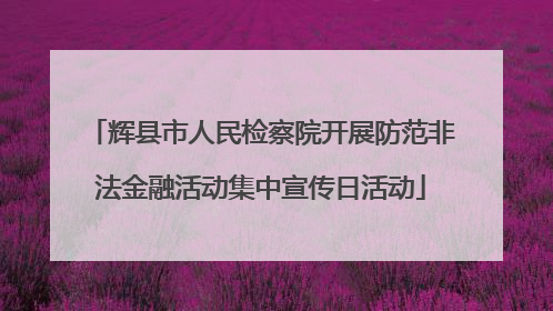 辉县市人民检察院开展防范非法金融活动集中宣传日活动