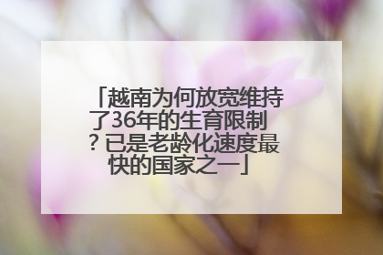 越南为何放宽维持了36年的生育限制？已是老龄化速度最快的国家之一