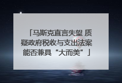 马斯克直言失望 质疑政府税收与支出法案能否兼具“大而美”