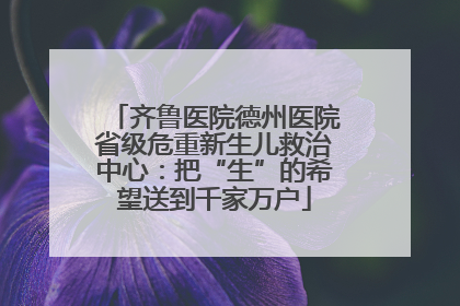 齐鲁医院德州医院省级危重新生儿救治中心：把“生”的希望送到千家万户